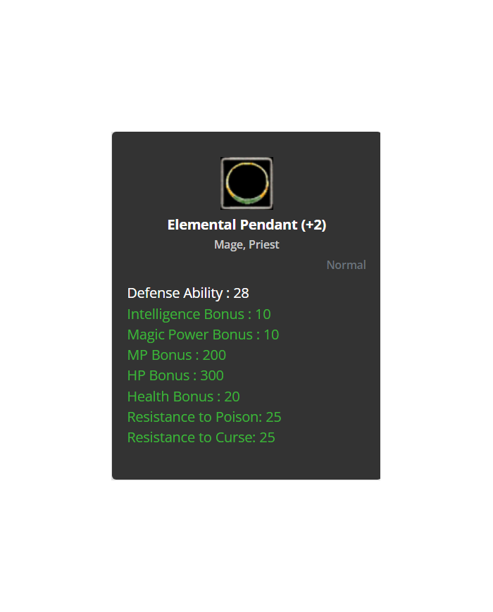 +2 Elemental Pendant