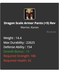 Dragon Scale Armor Pants
 +-5 Reverse